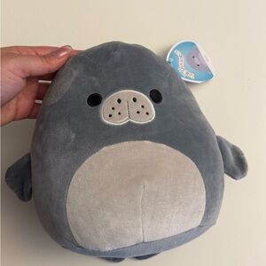 NWT Squishmallow Gray and Cream Matt the manatee Plush Seal Toy